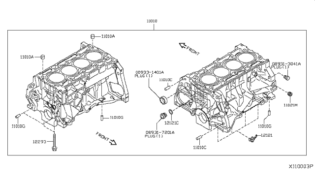 2014 Nissan NV200 Taxi Cylinder Block & Oil Pan Diagram 1