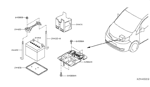 2016 Nissan NV200 Taxi Battery & Battery Mounting Diagram 1