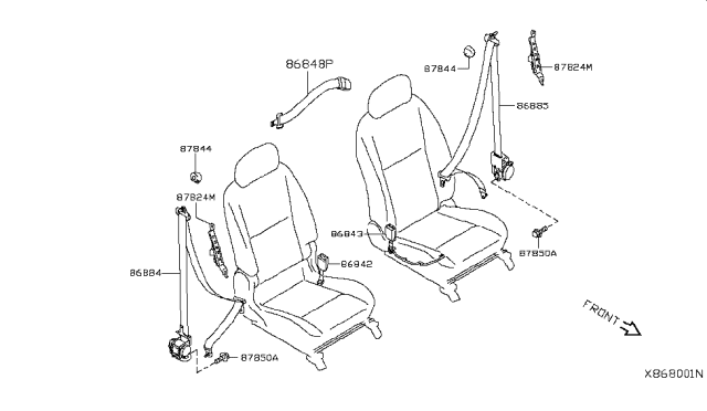 2018 Nissan NV200 Taxi Front Seat Belt Diagram 1
