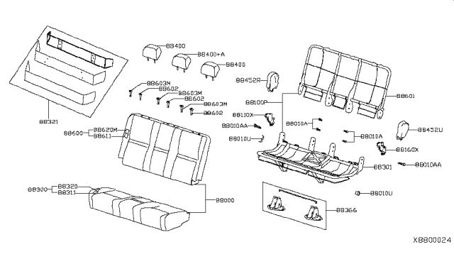 2018 Nissan NV200 Taxi Rear Seat Diagram 1