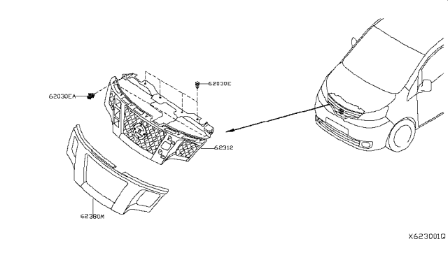 2018 Nissan NV Front Grille Diagram 2