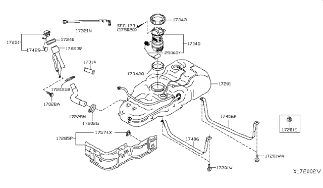 2018 Nissan NV Band Assy-Fuel Tank,Mounting Diagram for 17407-3LN0A