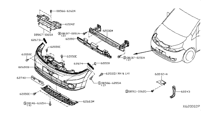 2017 Nissan NV Front Bumper Diagram 2