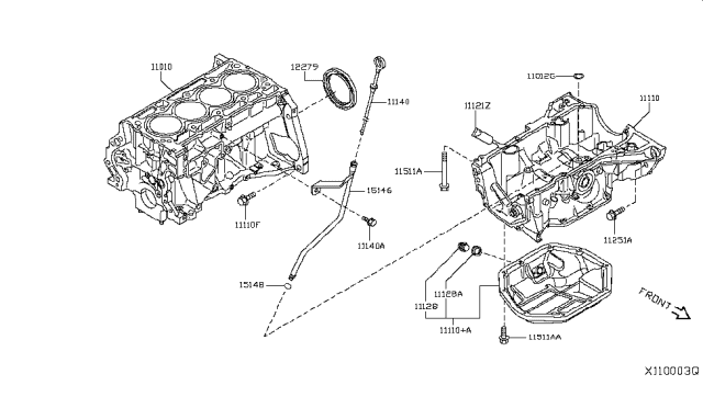 2014 Nissan NV200 Taxi Cylinder Block & Oil Pan Diagram 2