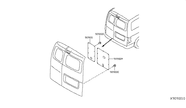 2019 Nissan NV FINISHER Assembly-Back Door,RHH Diagram for 90900-9SC0D