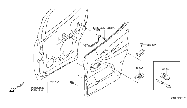 2016 Nissan NV Front Door Trimming Diagram 1