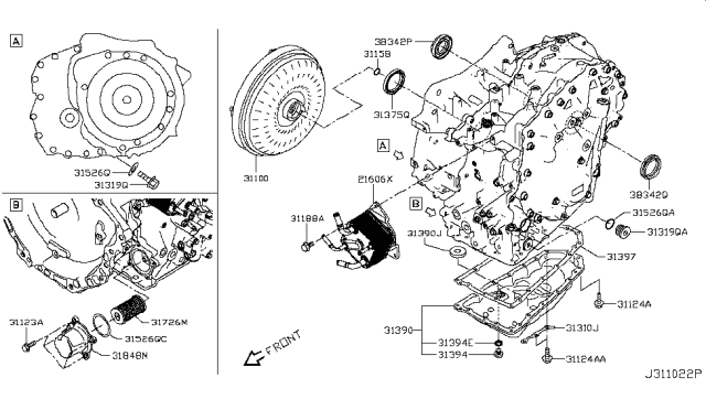2014 Nissan NV Torque Converter,Housing & Case Diagram