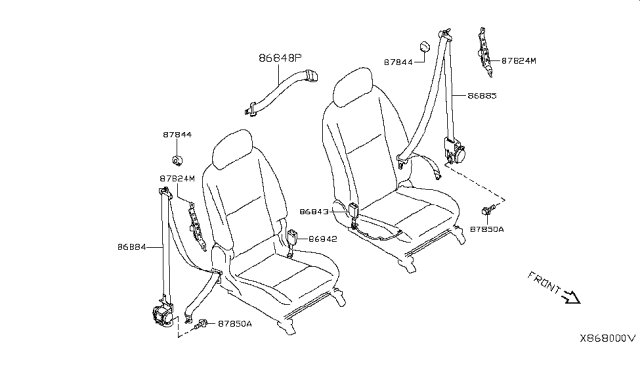 2014 Nissan NV200 Taxi Front Seat Belt Diagram