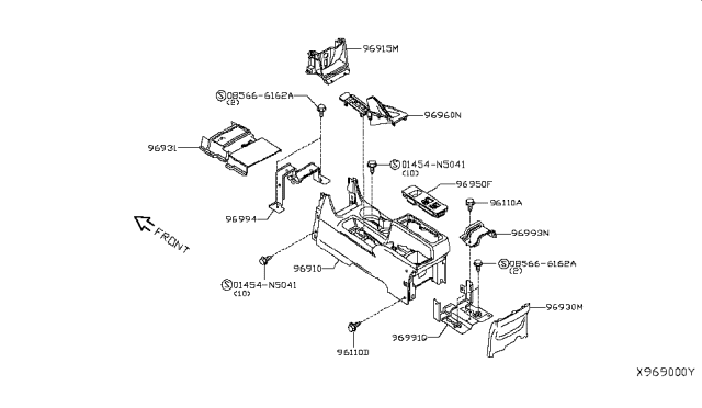 2015 Nissan NV Box Assy-Console,Front Floor Diagram for 96910-3LN0A