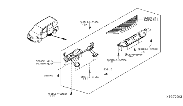 2014 Nissan NV200 Taxi Rear Body Floor & Fitting Diagram