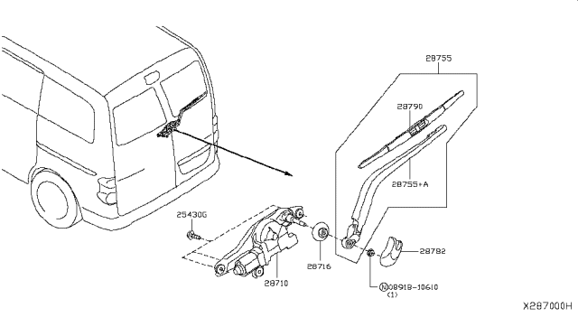 2016 Nissan NV200 Taxi Rear Window Wiper Diagram 1