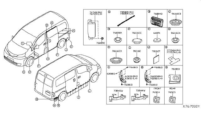 2014 Nissan NV200 Taxi Body Side Fitting Diagram