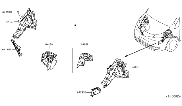 2015 Nissan NV Hood Ledge & Fitting Diagram 1