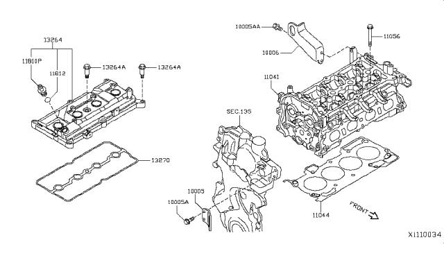 2016 Nissan NV Cylinder Head & Rocker Cover Diagram 2