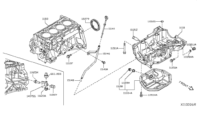 2018 Nissan NV200 Taxi Cylinder Block & Oil Pan Diagram 4