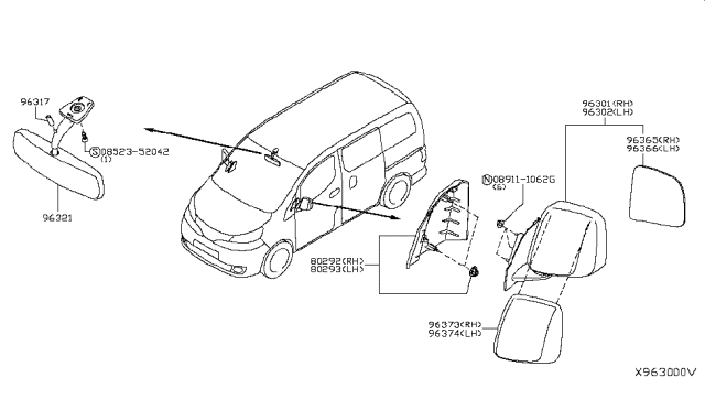 2015 Nissan NV Rear View Mirror Diagram