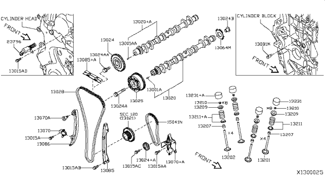 2014 Nissan NV200 Taxi Camshaft & Valve Mechanism Diagram