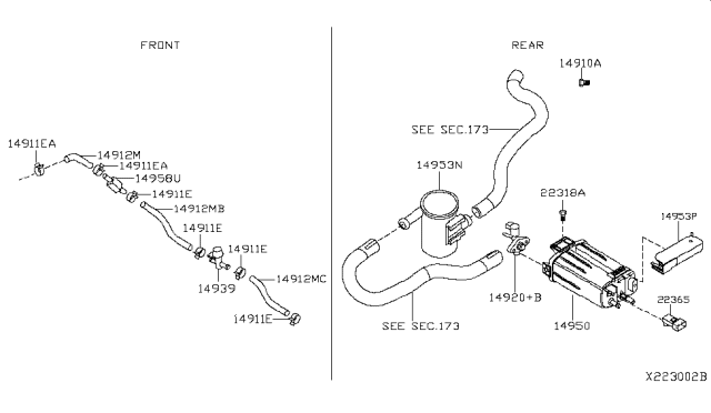 2015 Nissan NV Engine Control Vacuum Piping Diagram 1