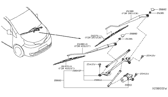 2014 Nissan NV200 Taxi Windshield Wiper Diagram