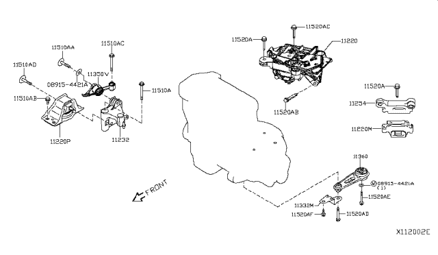 2014 Nissan NV200 Taxi Engine & Transmission Mounting Diagram