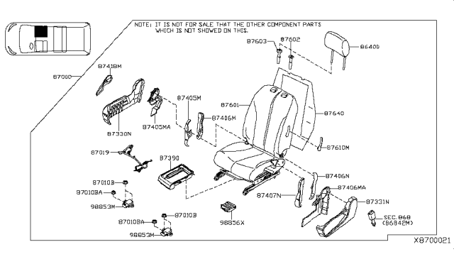2014 Nissan NV200 Taxi Front Seat Diagram 2