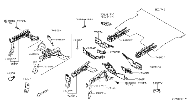 2014 Nissan NV200 Taxi Member & Fitting Diagram 1