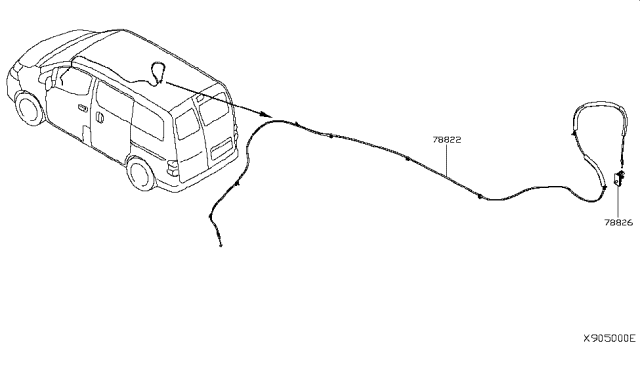 2014 Nissan NV200 Taxi Back Door Lock & Handle Diagram 2