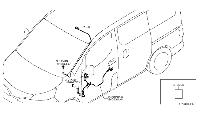 2017 Nissan NV Harness Assembly - Room Lamp Diagram for 24167-3LN0A