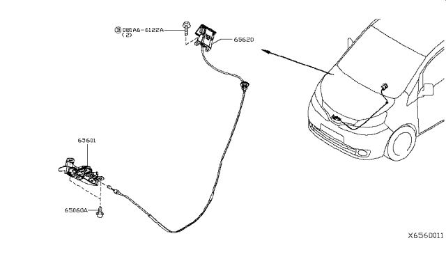 2014 Nissan NV200 Taxi Hood Lock Control Diagram