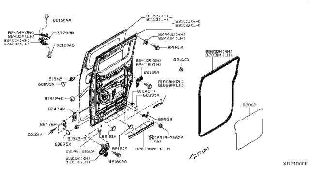 2019 Nissan NV Cover-Hole Diagram for 64891-F4000