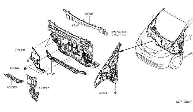 2014 Nissan NV200 Taxi Dash Panel & Fitting Diagram