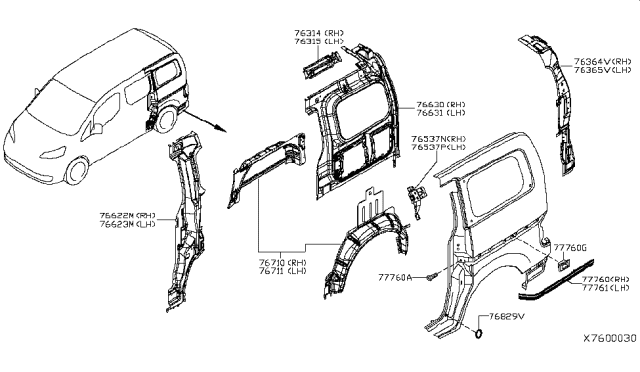 2016 Nissan NV200 Taxi Body Side Panel Diagram 6
