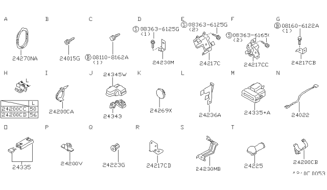 1993 Nissan Sentra Bracket Assy-Connector Diagram for 24236-65Y00