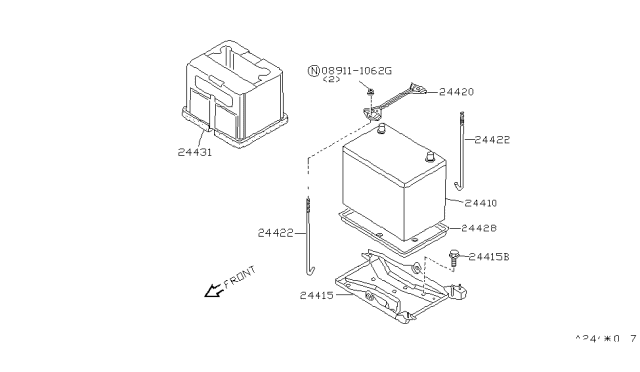 1994 Nissan Sentra Battery & Battery Mounting Diagram