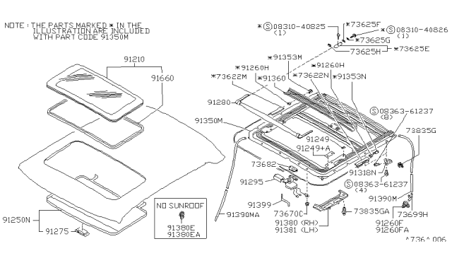 1994 Nissan Sentra DEFLECTOR-SUNROOF Diagram for 91280-50Y20