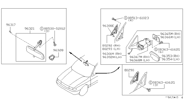 1994 Nissan Sentra Mirror-Door LH Diagram for 96302-75Y00