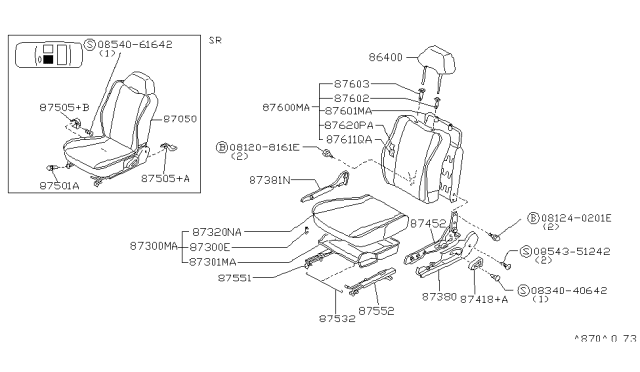 1992 Nissan Sentra Front Seat Diagram 2