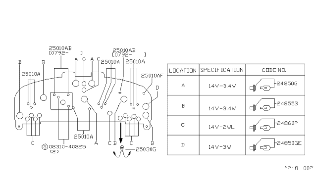 1994 Nissan Sentra Bulb Diagram for 24861-53Y09