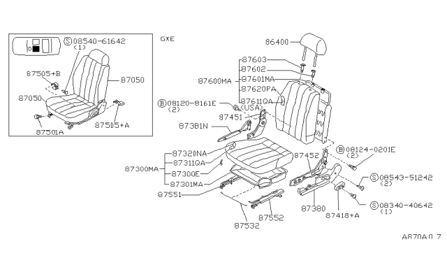 1992 Nissan Sentra Front Seat Diagram 1