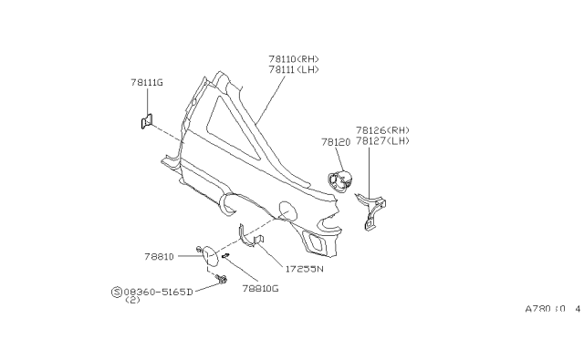 1991 Nissan Sentra Rear Fender & Fitting Diagram 2