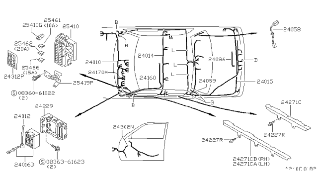 1992 Nissan Sentra Harness - DEFOGGER, Rear Diagram for 24058-50Y00