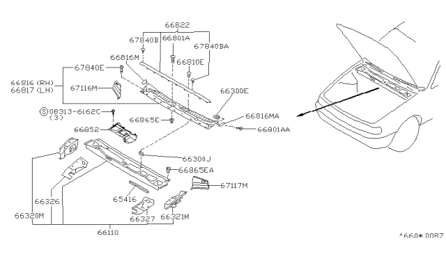 1993 Nissan Sentra Cover-Air Intake Diagram for 66852-65Y00