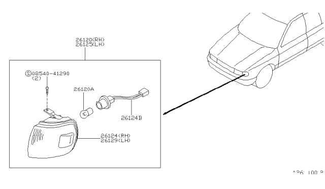 1991 Nissan Sentra Lamp Assembly-Front Combination,RH Diagram for B6120-65Y10