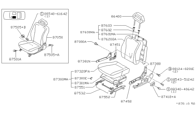 1993 Nissan Sentra Trim&Pad Assembly-Front Seat Cushion,LH Diagram for 87370-69Y03