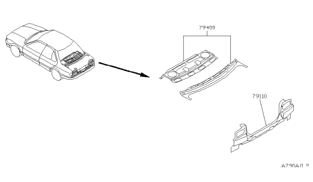 1993 Nissan Sentra Panel-Rear,Upper Diagram for 79110-65Y30