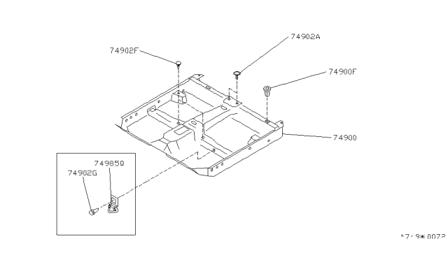 1992 Nissan Sentra Carpet Floor Diagram for 74902-64Y20