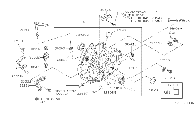 1991 Nissan Sentra Housing Assy-Clutch Diagram for 30400-57Y00