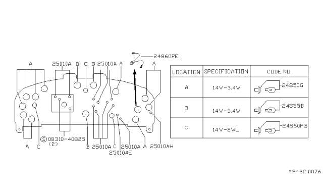 1992 Nissan Sentra Instrument Meter & Gauge Diagram 12