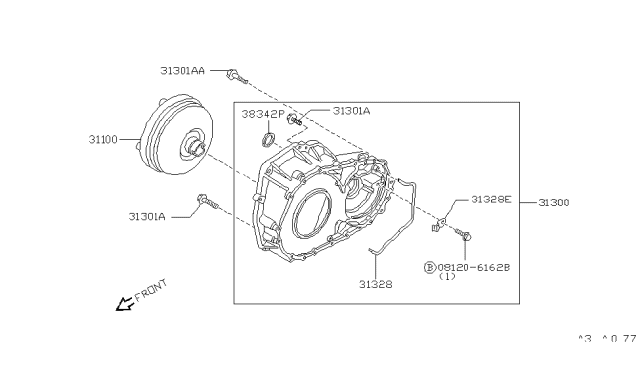 1993 Nissan Sentra Torque Converter,Housing & Case Diagram 2