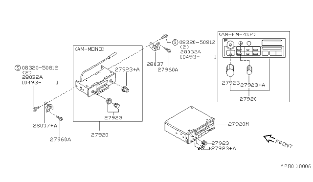 1993 Nissan Sentra Knob-Radio Diagram for 28044-60Y00